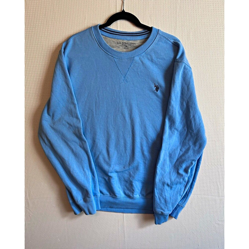 U.S. Polo Assn. Men's Blue Solid Crewneck Logo Pullover Sweatshirt XL